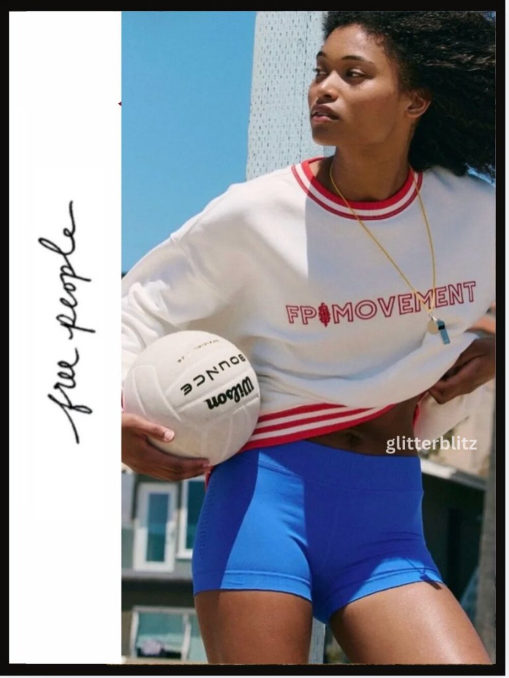 Free People x FP Movement All Star Collegiate Logo Pullover Sweatshirt